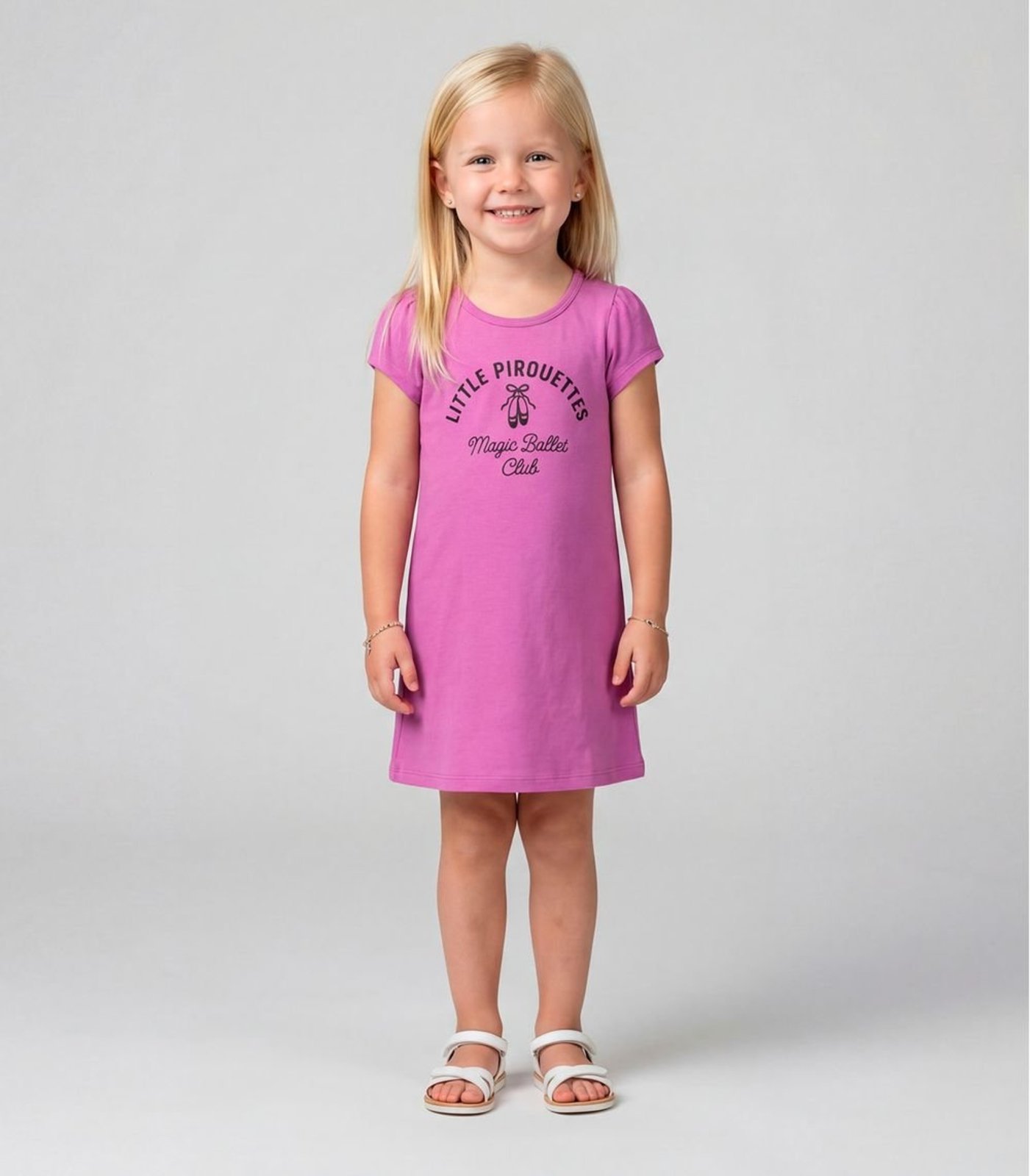 Infantil - Vestido Manga Curta Estampado Select Rosa