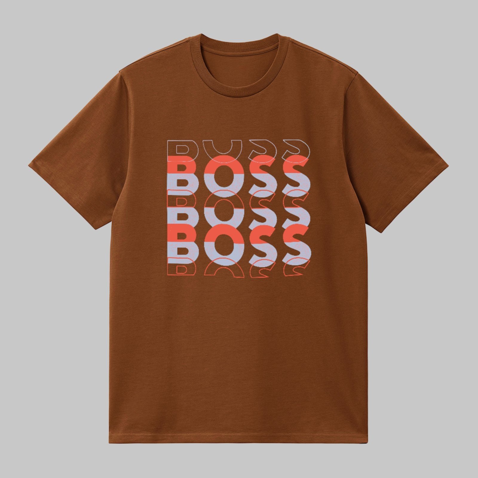 Camiseta Básica Moda Urbana Boss Estilosa Premium Casual Marrom