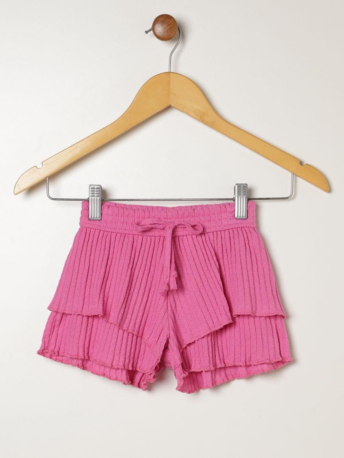 Infantil - Short Canelado Para Menina - ROSA