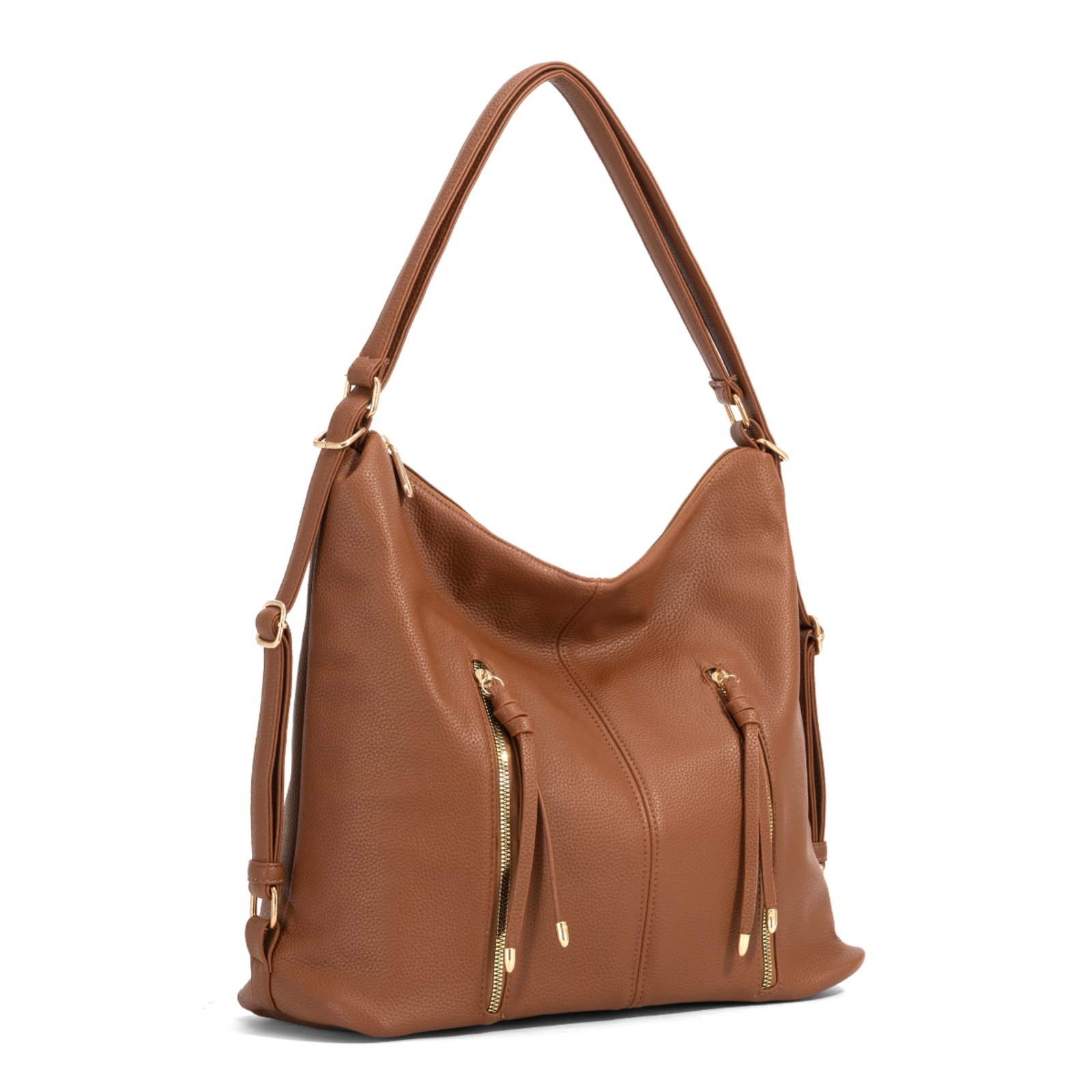 Bolsa Sacola Couro Grande Transversal De Ombro Feminina Espaçosa - Caramelo