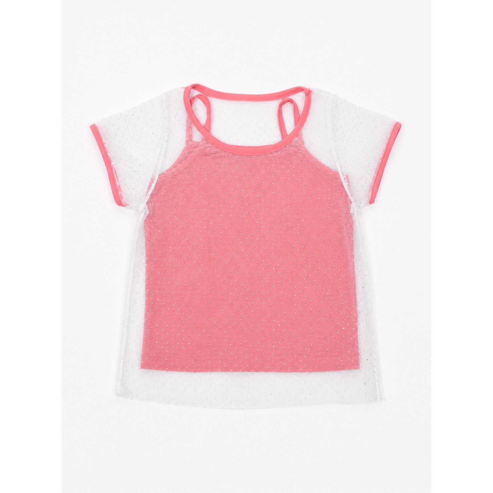 Infantil - Blusa Menina Regata Alcinha com Tule Brilhante 2 em 1