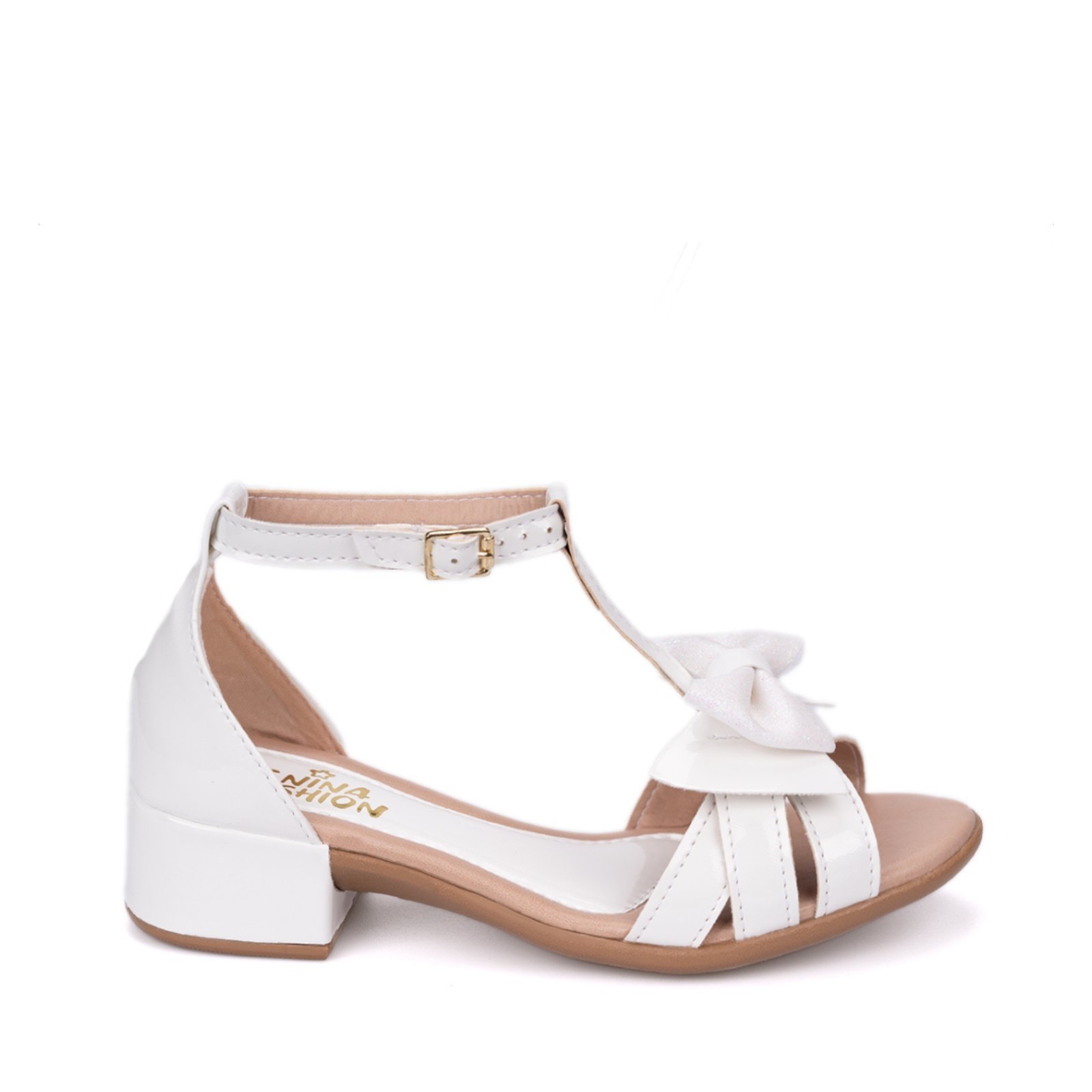 Infantil – Sandália Menina Fashion três Tiras Laço Branca