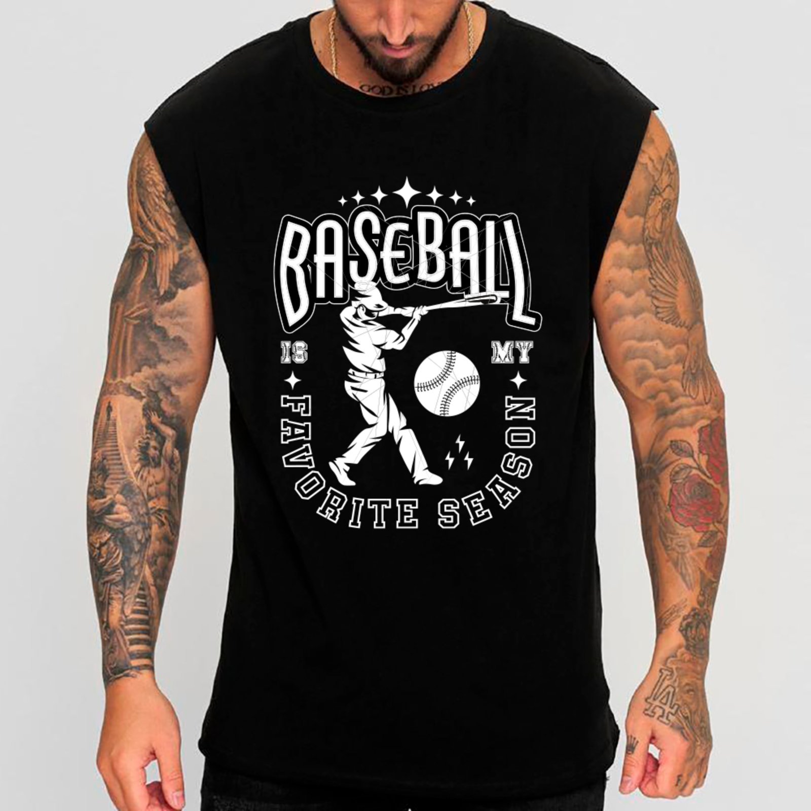 Camiseta Regata Machão Ousy Baseball Is My Favorite Season Oversized Masculina Preto