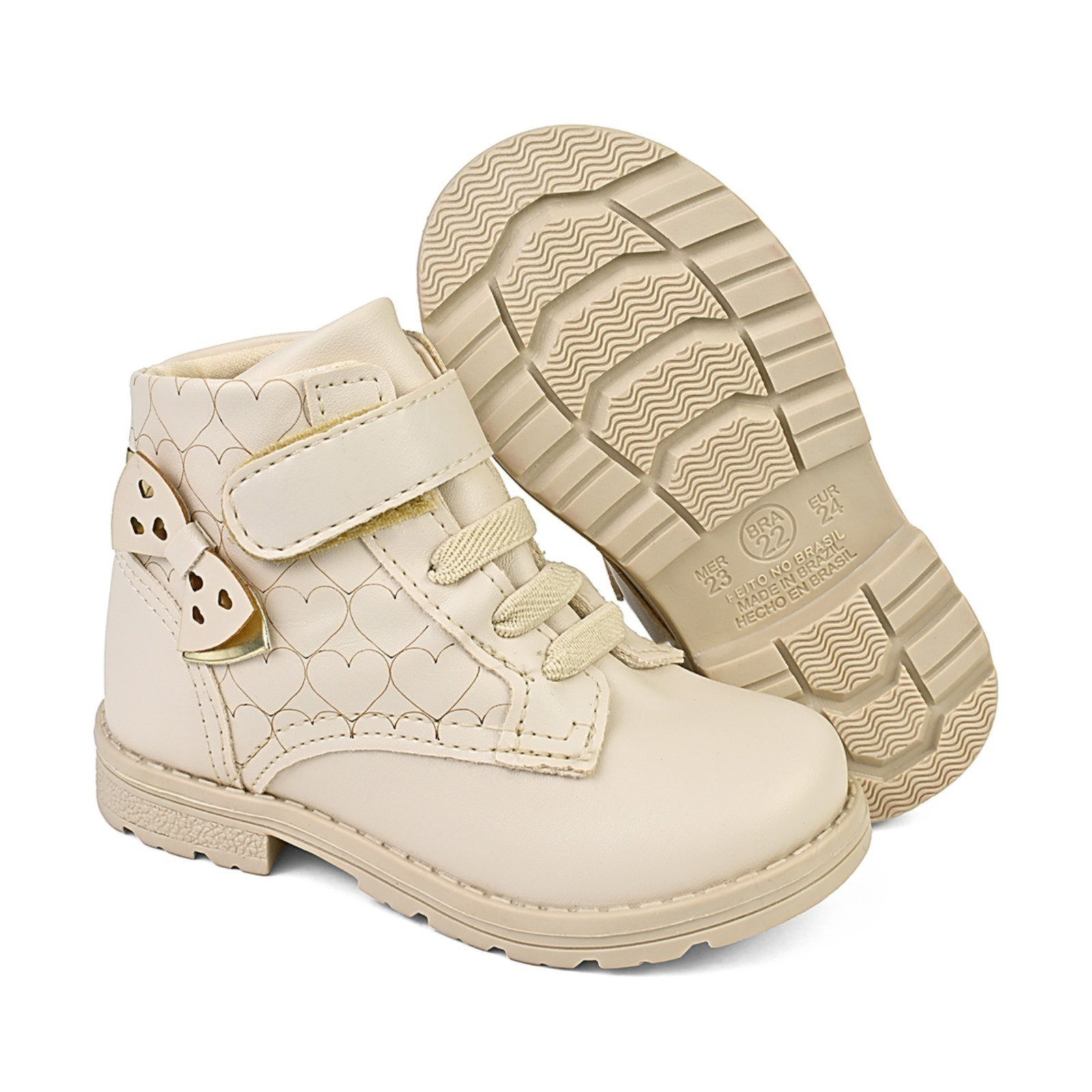 Infantil – Bota Coturno Feminino com Fecho de Contato e Elástico