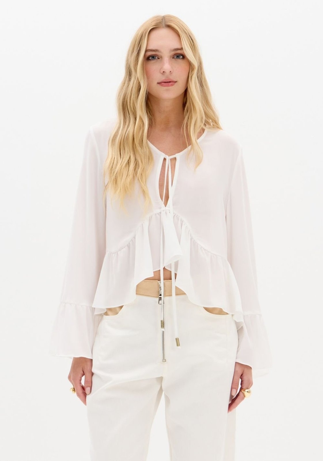 Vista 2 Blusa Bata Manga Longa Fluida My Favorite Things branco My Favorite Things branco