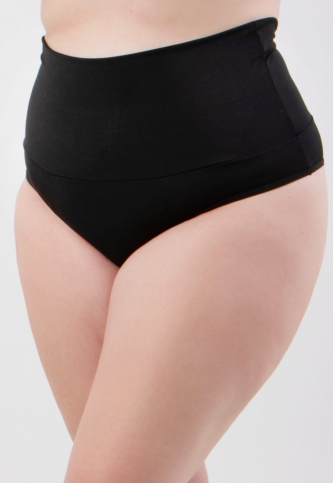 Vista 3 Calcinha Modeladora Diluxo Cintura Alta Cinta Lingerie Plus Size Compressão Preta preto Diluxo preto