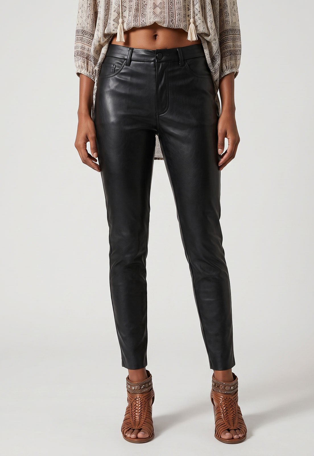 Calça Feminina Lez a Lez Skinny PU Preta