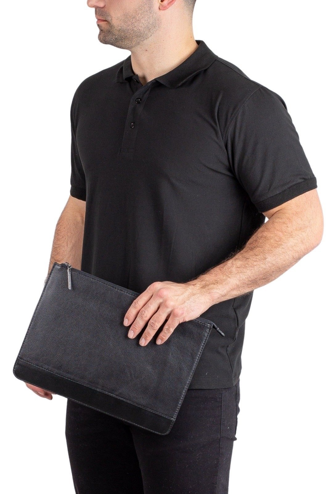 Pasta envelope de couro para Macbook 13 Eduardo - Preta