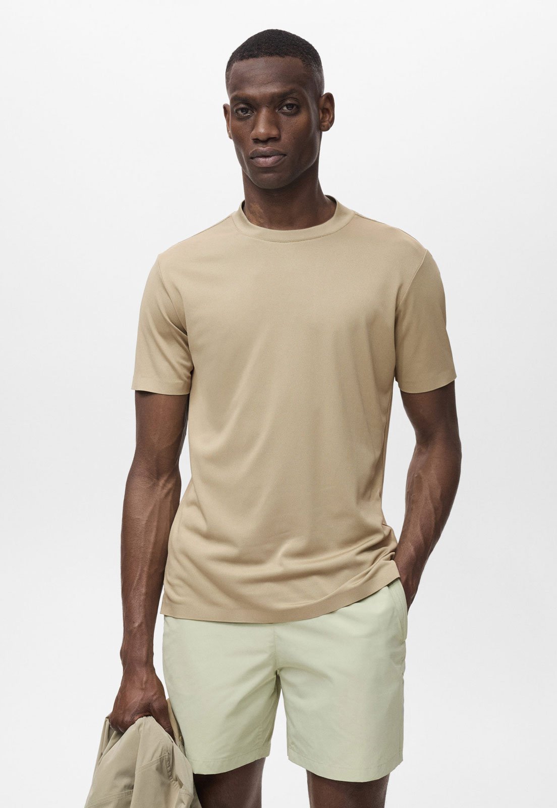 Camiseta Masculina Mango COOLMAX® Slim Bege
