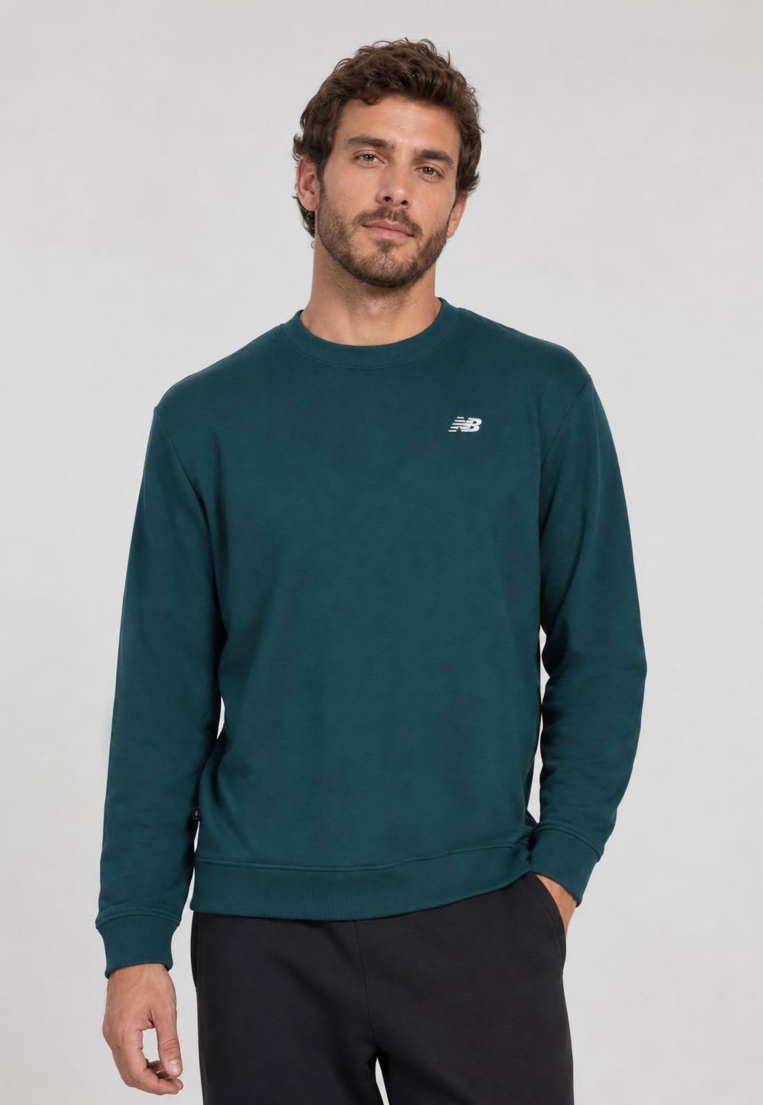 Blusa de Moletom Fechada Masculina New Balance Logo Verde