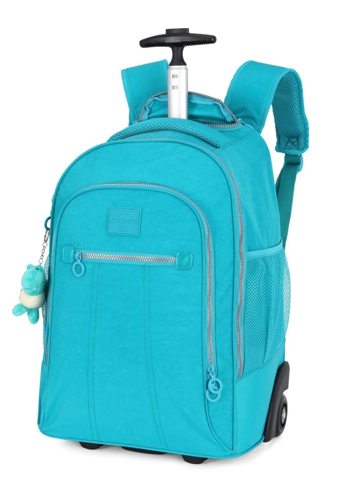 Vista 2 Infantil - Mochila Rodinhas Grande Juvenil Costas Crinkle Dino Up4you verde Up4you verde