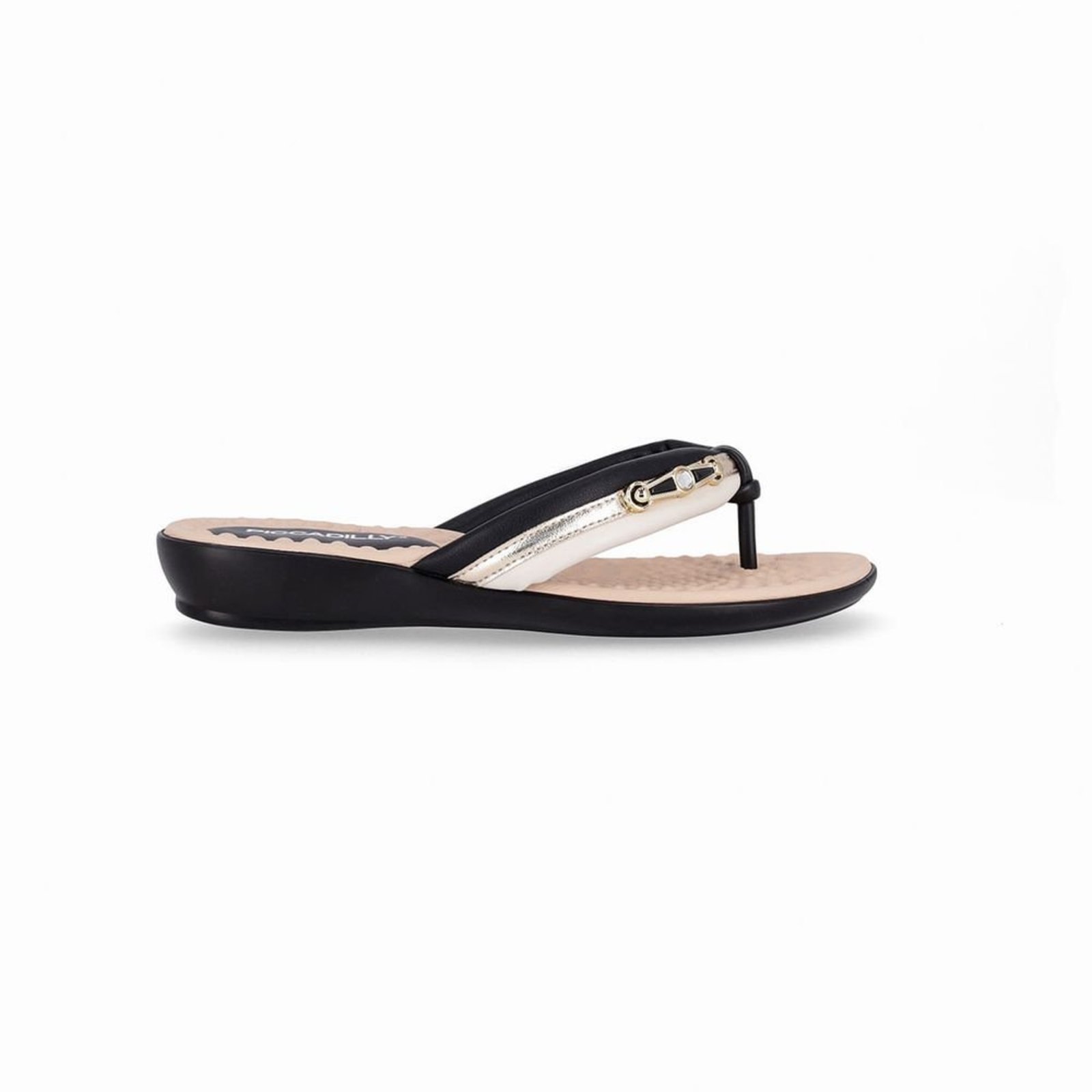 Vista 2 Chinelo Camila Preto com Off White Piccadilly preto white Piccadilly preto white