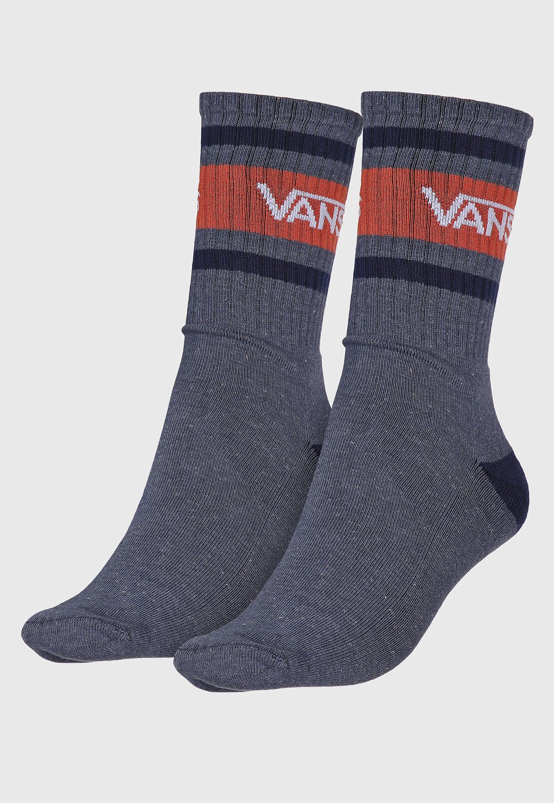 Meia Unissex Vans Cano Médio Listrada Azul Marinho
