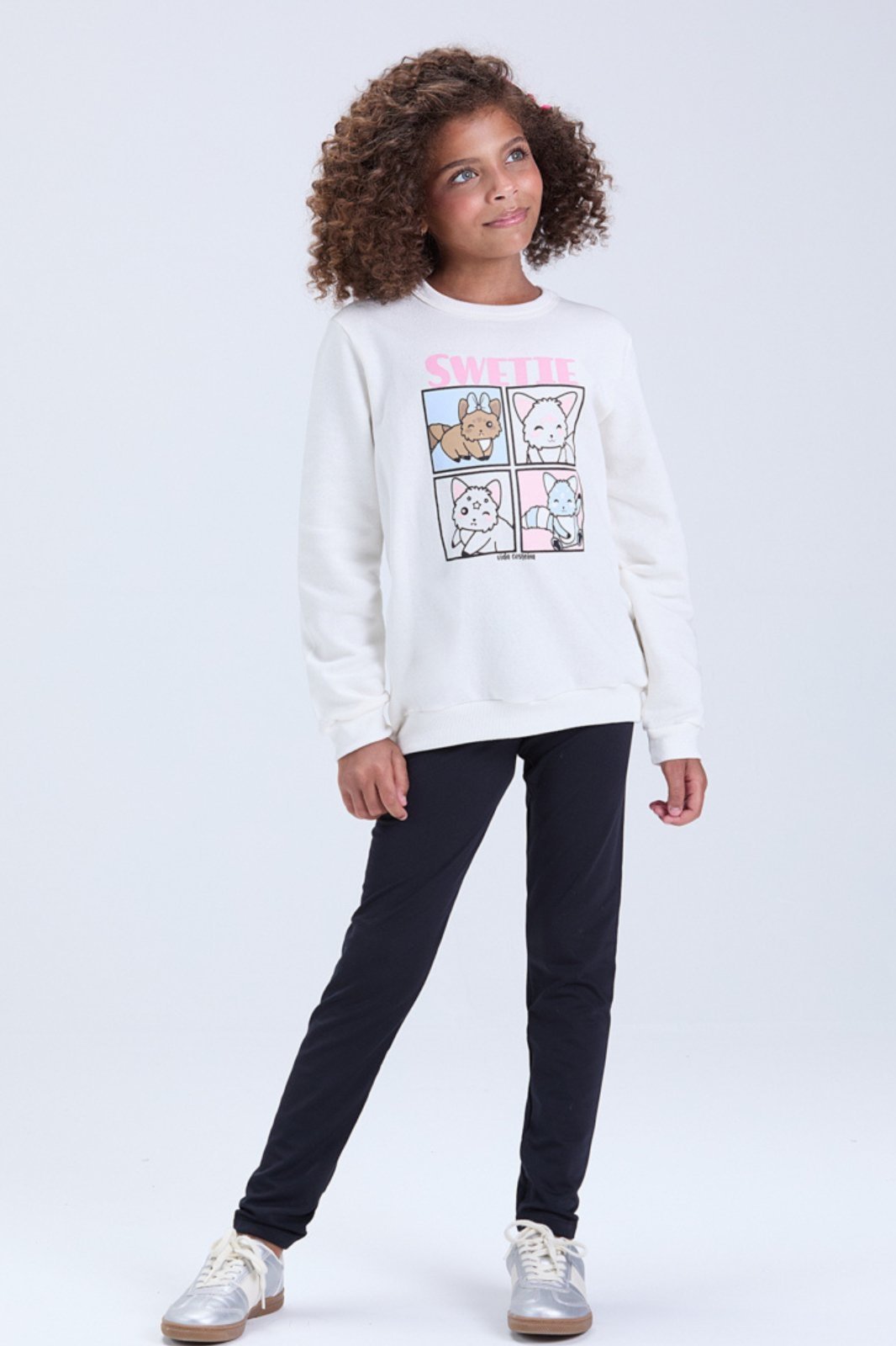 Infantil - Conjunto Feminino de Inverno Moletom Gatinho Swetie