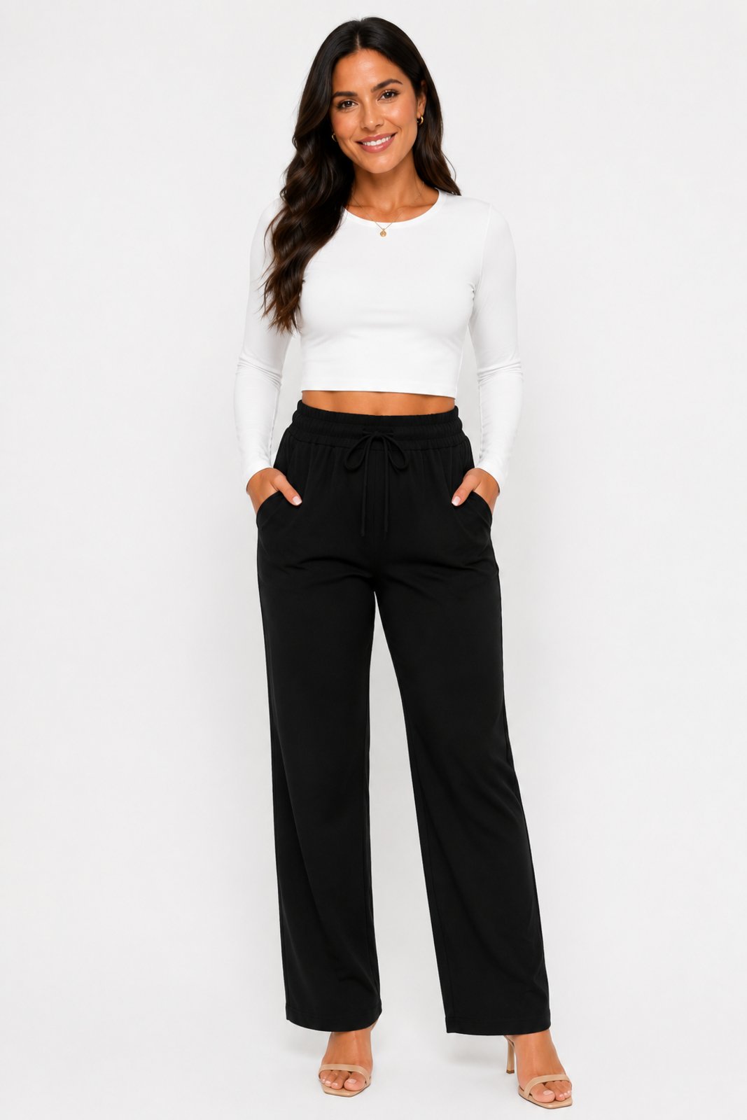 Calça D Bell Outlet Fashion Crepe Duna Preta