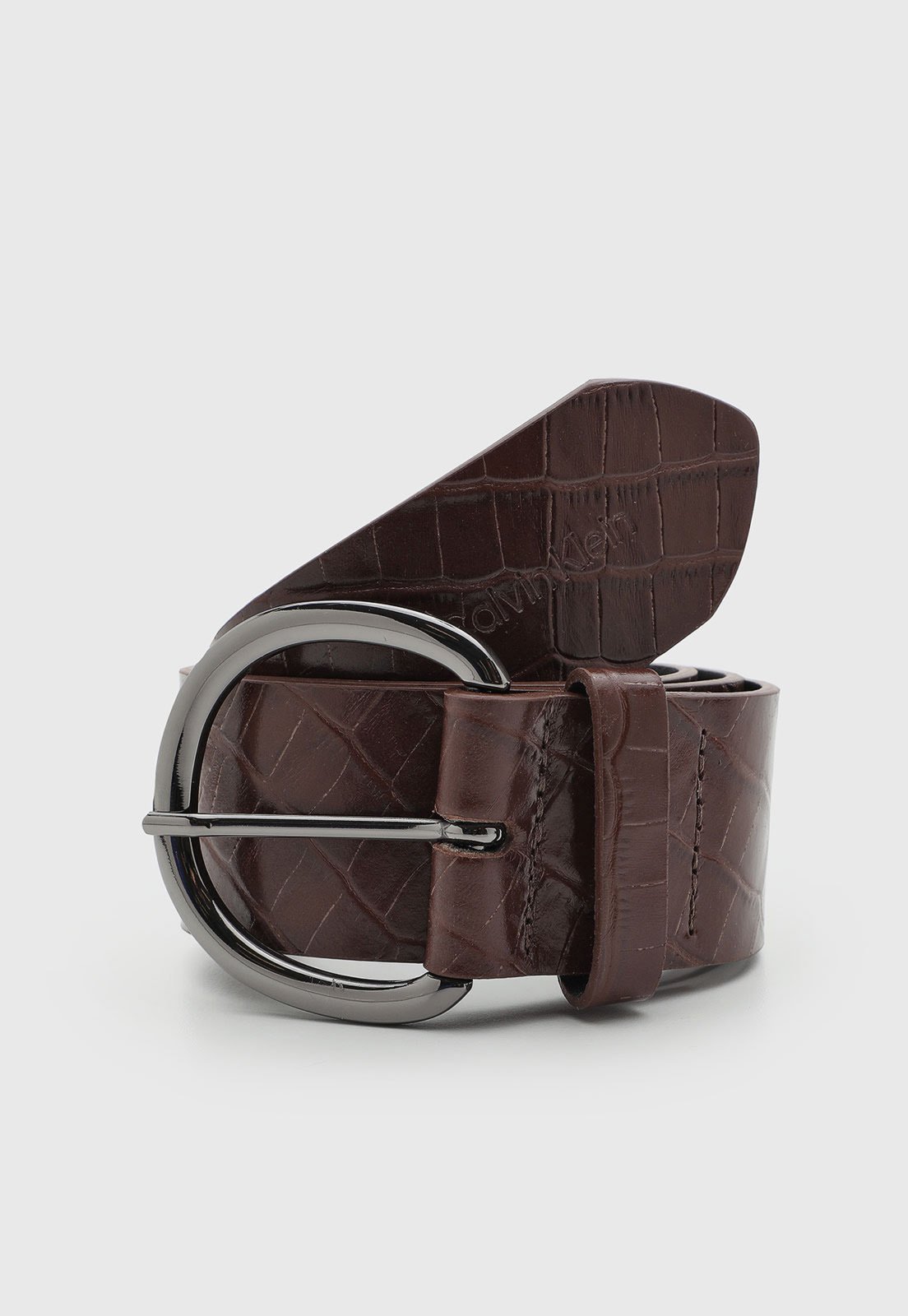 Cinto Feminino Calvin Klein Textura Croco Marrom
