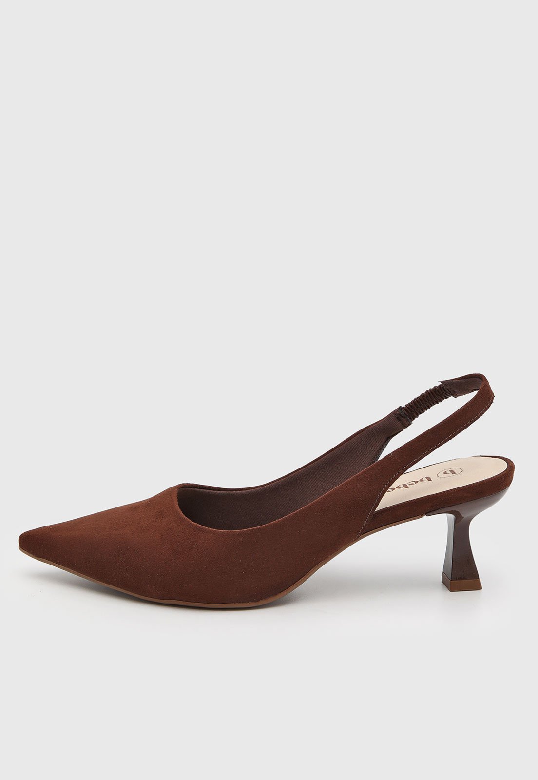 Sapato Feminino cê Slingback Salto Bloco Marrom