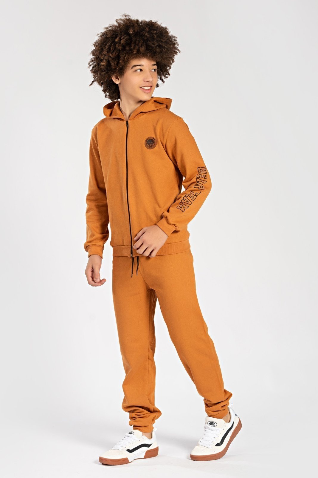 Vista 3 Infantil - Conjunto Moletom Peluciado Masculino Bear Team - Caramelo Mega Kids unico Mega Kids unico