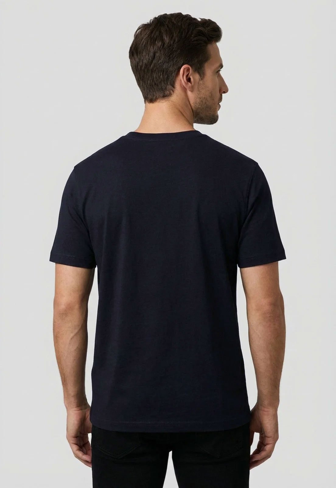 Vista 3 Camiseta Masculina Tommy Hilfiger Herald Skylin Preta preto Tommy Hilfiger preto