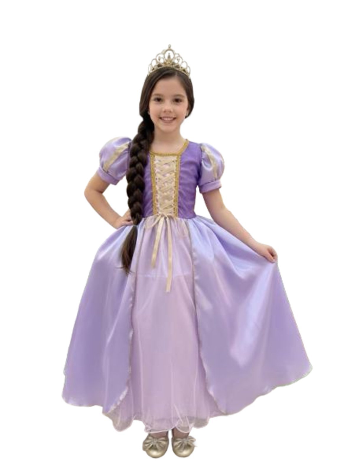 Infantil - Vestido Fantasia Princesa Lilás Luxo Menina Carnaval Festa Aniversário Juvenil Rodado