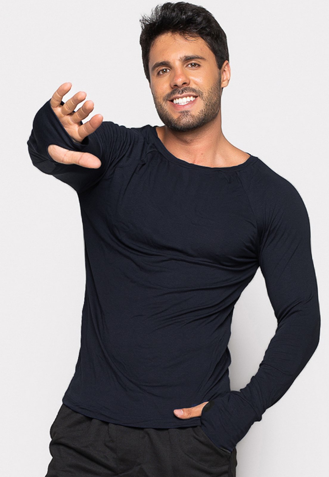 Camisa Masculina Longa Segunda Pele Dedeira Inverno Proteção Contra o Frio Mood Modas 182 Preto