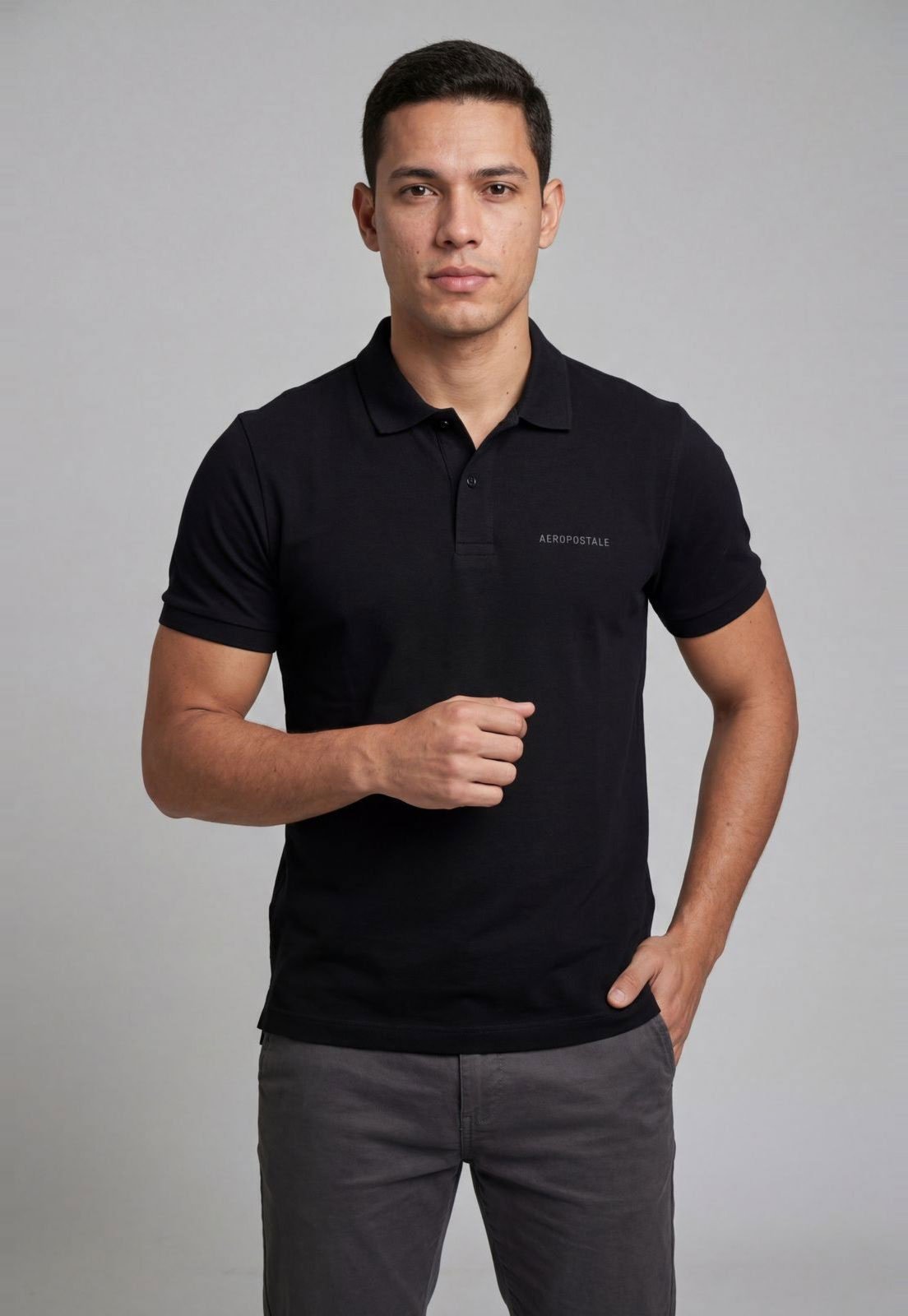 Camiseta Polo Masculina Aeropostale Clássica Preta