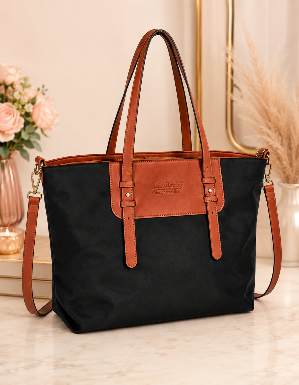 Bolsa Feminina Sacola Grande com Alça Transversal Faculdade Trabalho Elegante Casual