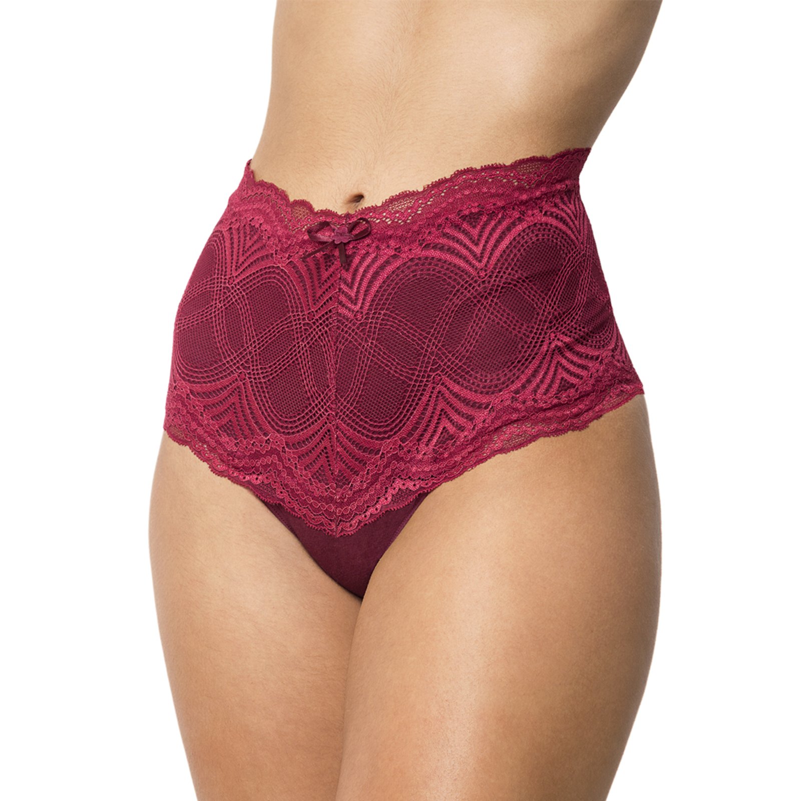 Vista 3 Kit 5 Calcinhas Gabi Lingerie Cinta Cotton Renda Cintura Alta Modeladora Conforto Sensual multicolorido Gabi Lingerie multicolorido