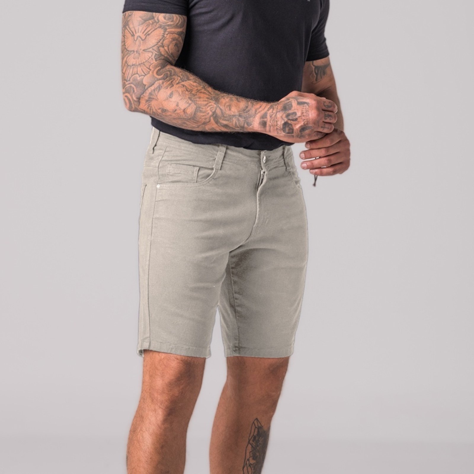 Bermuda Masculina Sarja Slim Zune AREIA