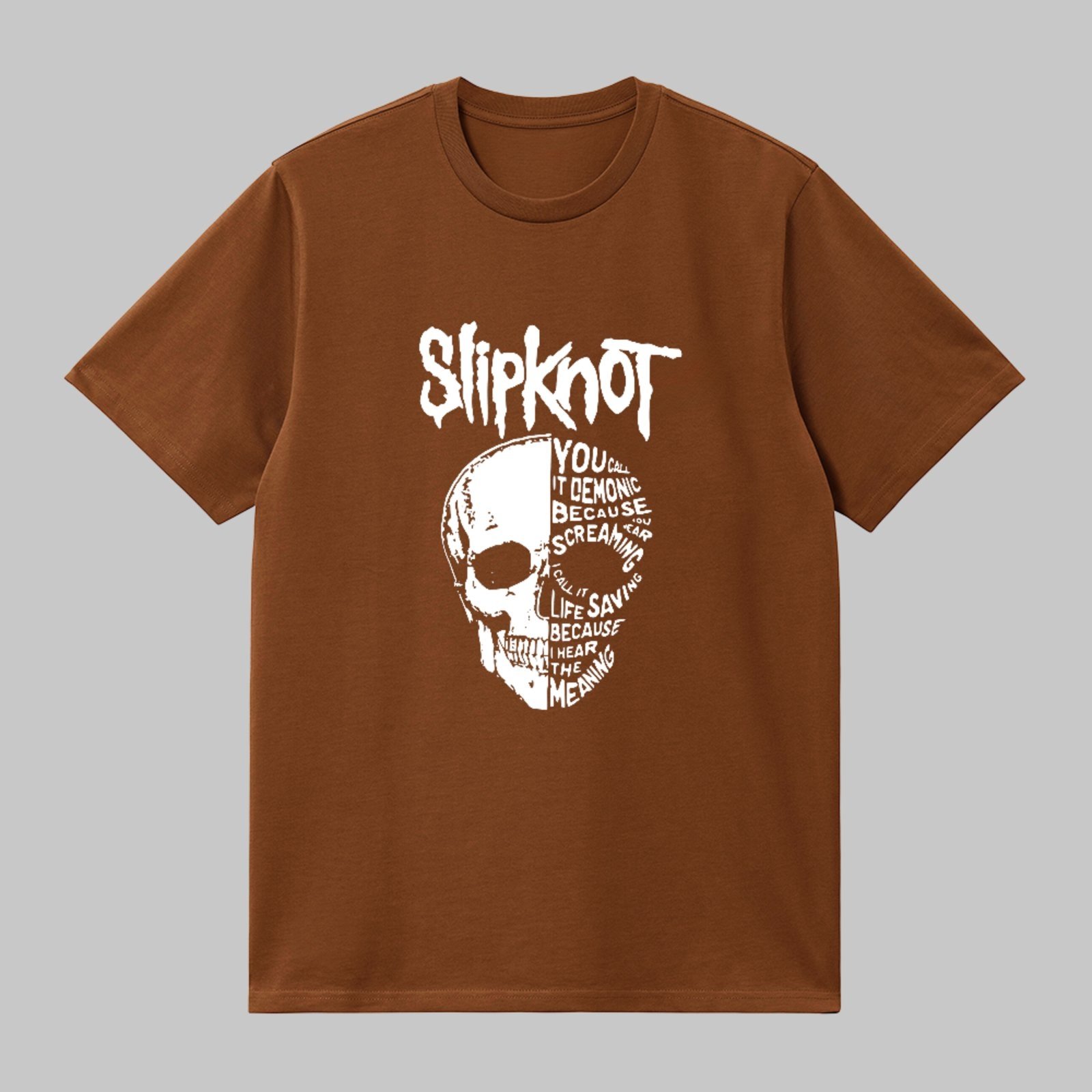Camiseta Básica Slipknot Heavy Metal Skull Style Unissex Marrom