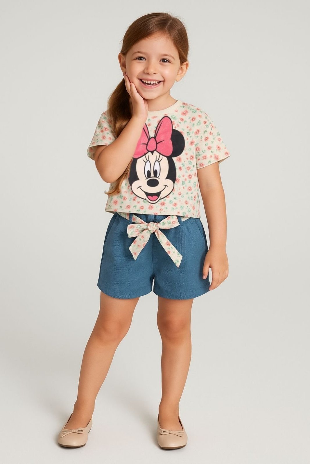 Infantil - Conjunto Disney Feminino Blusa Box Minnie e Shorts