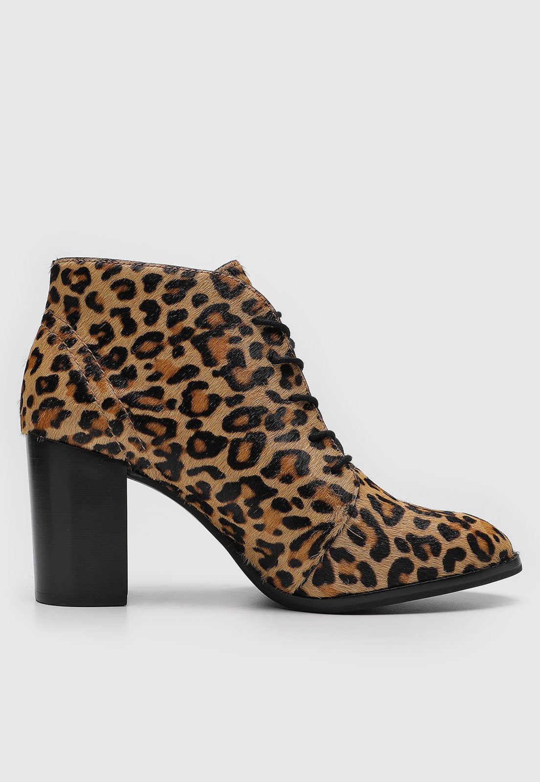 Vista 3 Ankle Boot Loucos E Santos Cano Curto Animel Print Onça caramelo Loucos e Santos caramelo
