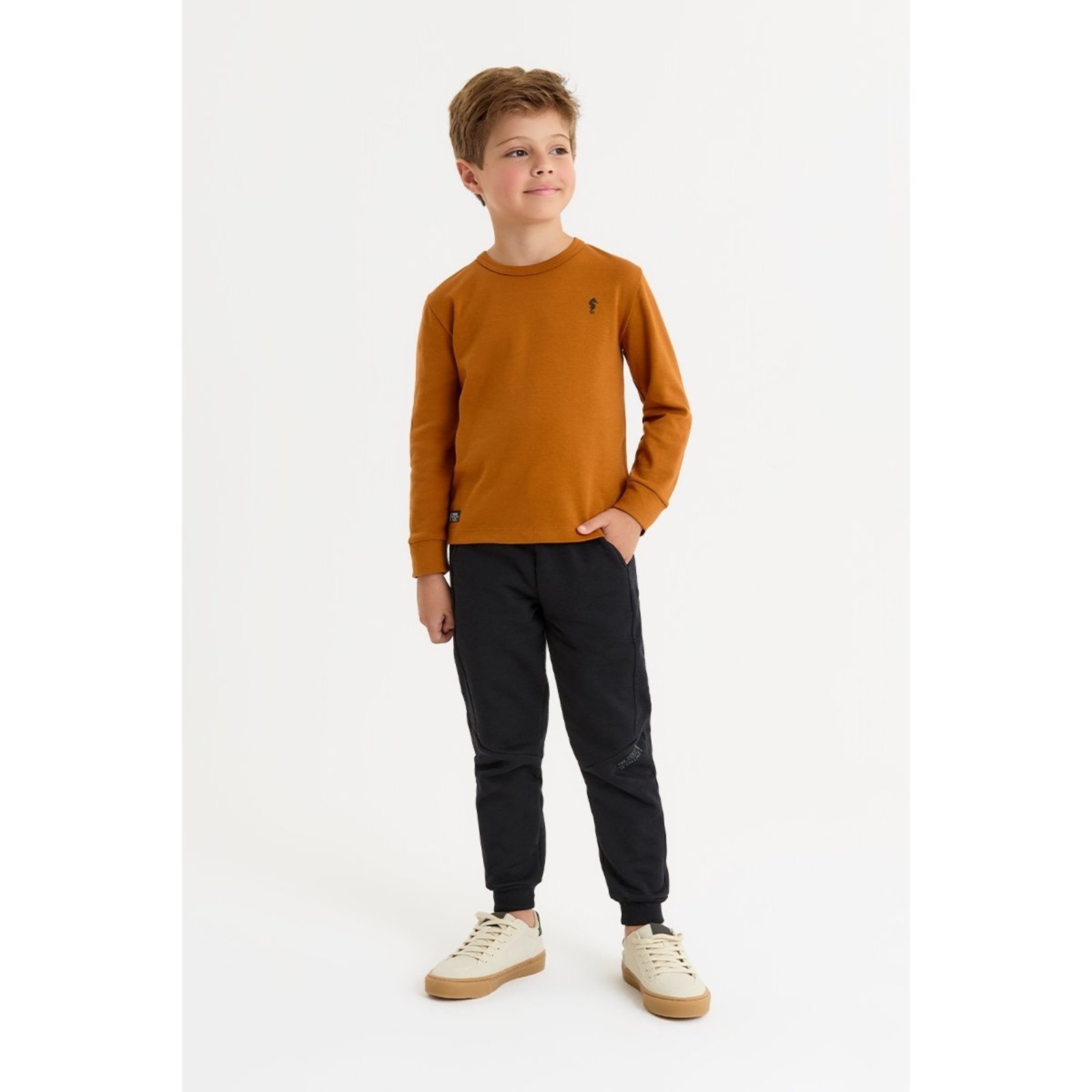 Infantil - Conjunto Masculino com Camiseta e Calça em Moletom Confortável