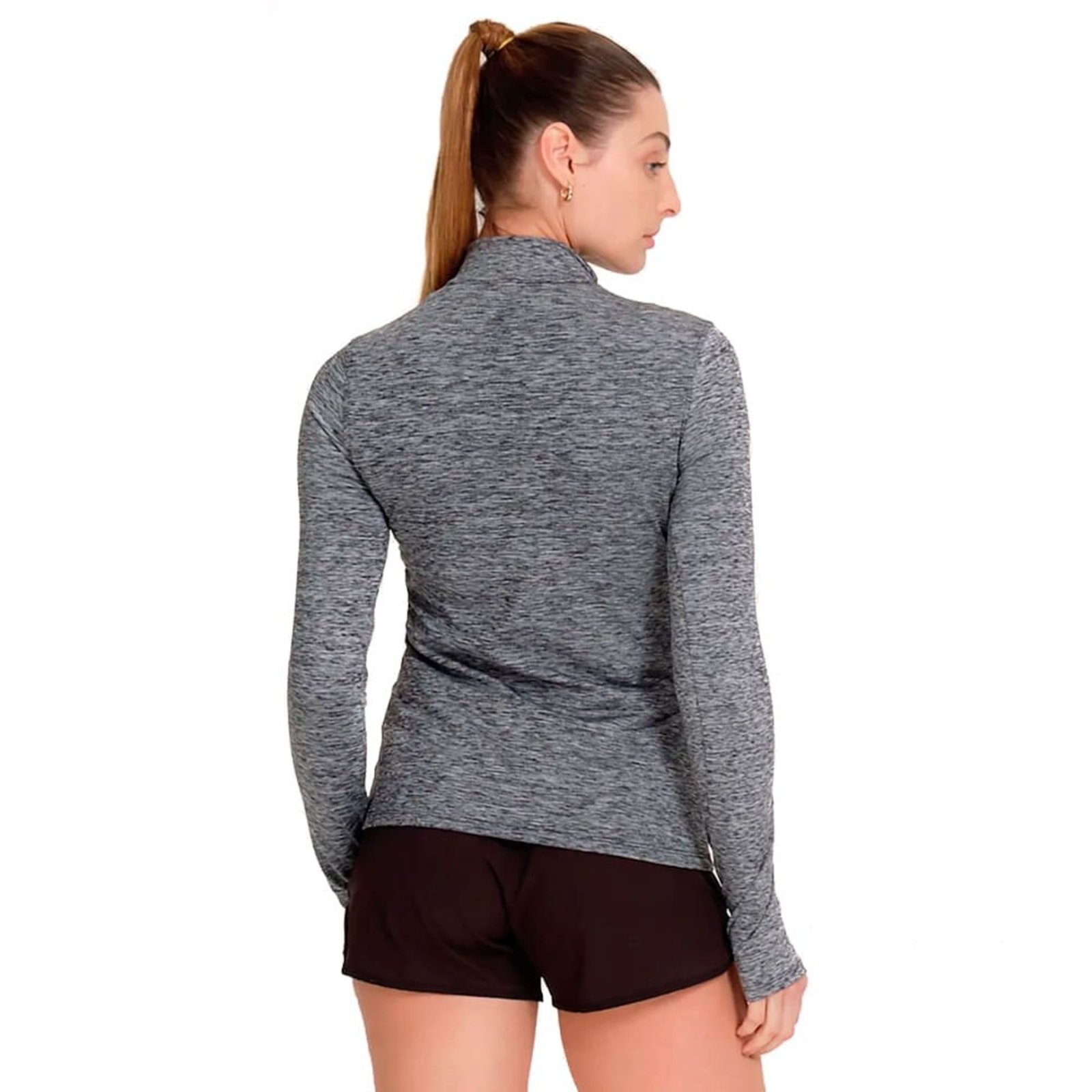 Vista 3 Blusa Feminina New Balance Zíper Dry Sport cinza New Balance cinza