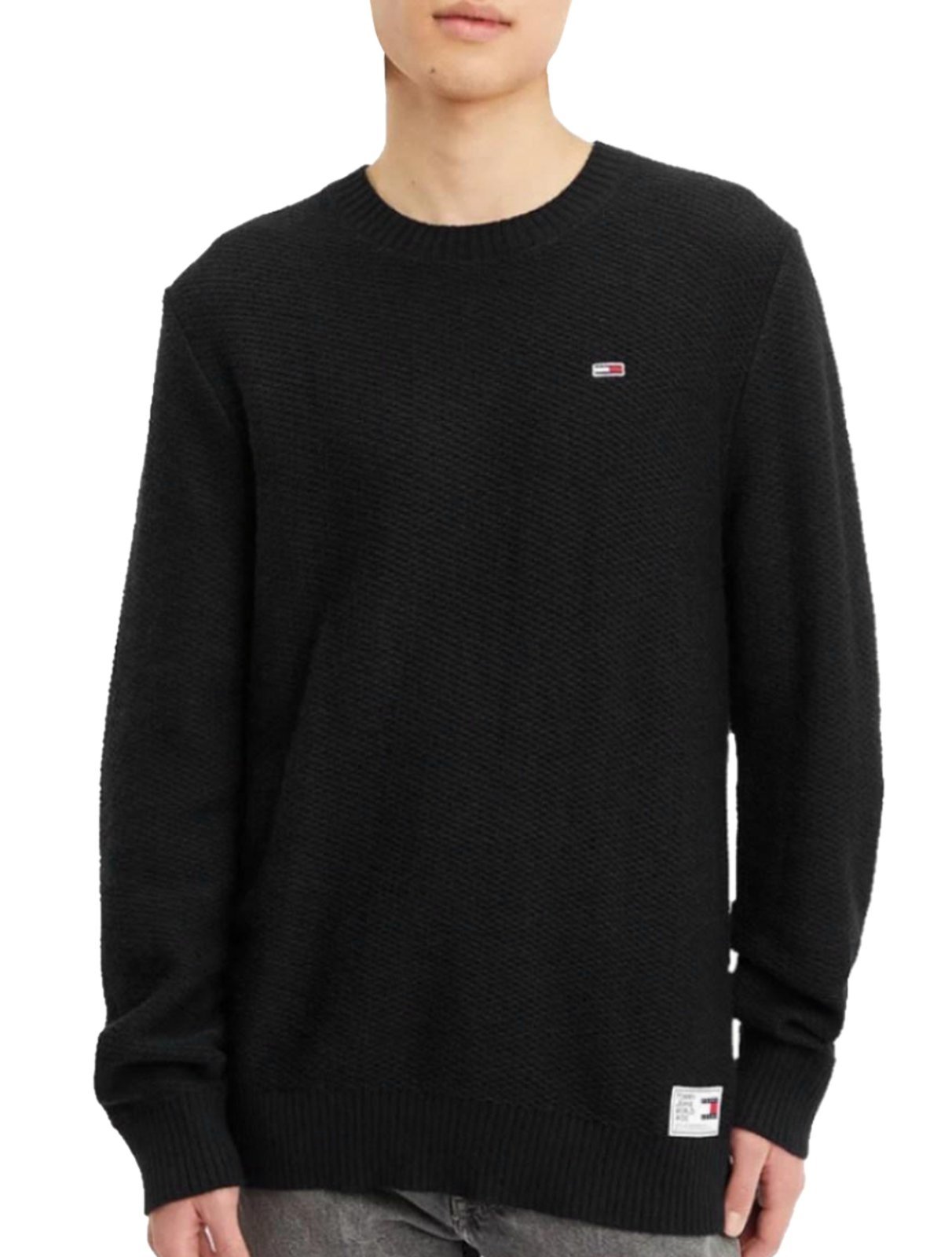 Suéter Tommy Jeans Masculino C-Neck Regular Structured Sweater Preto