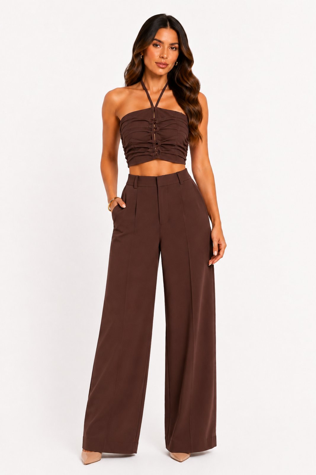 Conjunto Feminino D Bell Outlet Fashion Marrom