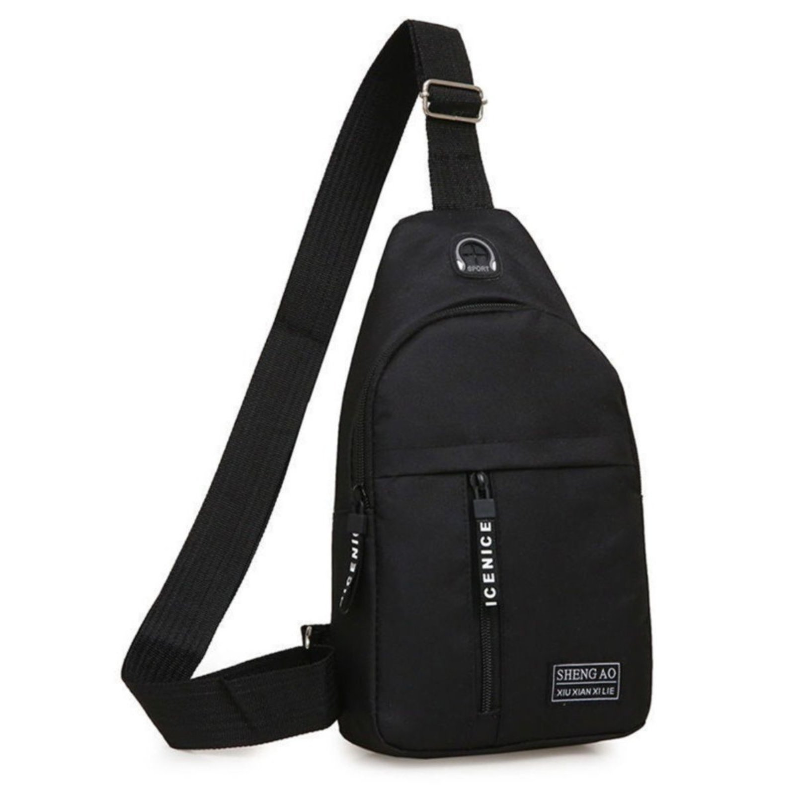 Mochila Masculina Transversal Bolsa Masculina De Ombro Shoulderbag Pochete Star Shop Preto