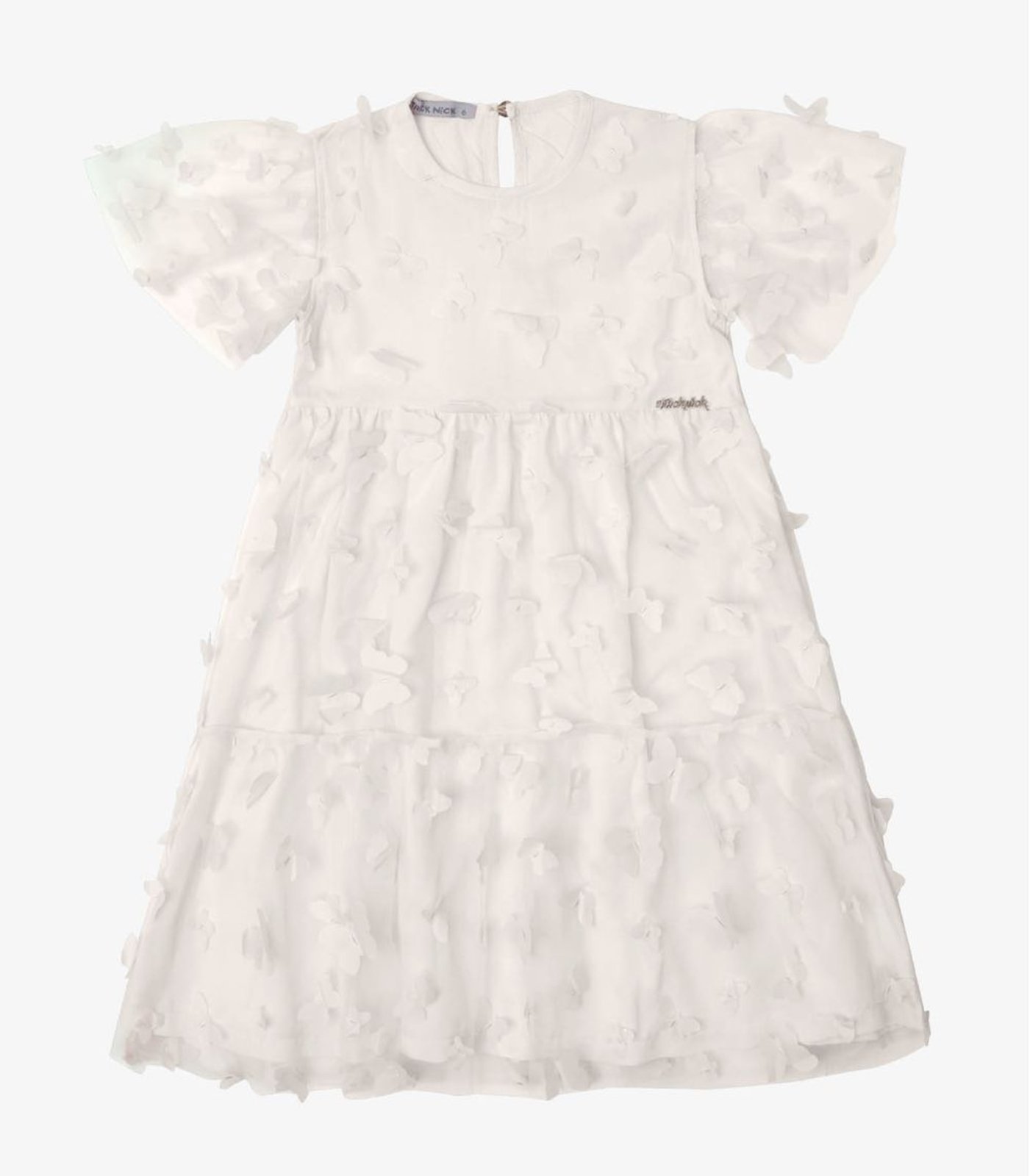 Infantil - Vestido Verão Menina Midi Com Plaquinha Trick Nick Bege
