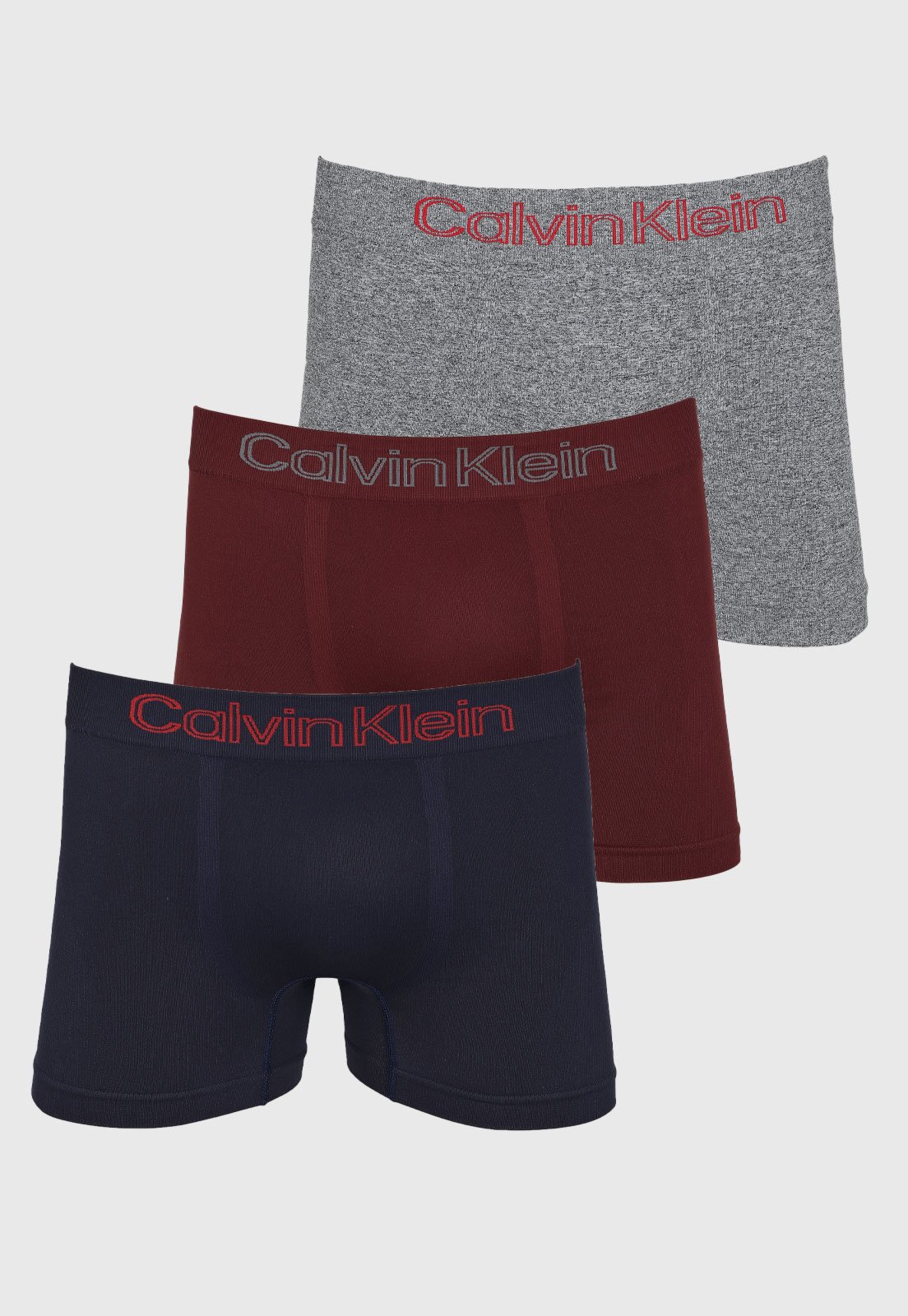 Kit 3 Cuecas Low Rise Trunk Seamless Masculina Calvin Klein Underwear Azul Marinho