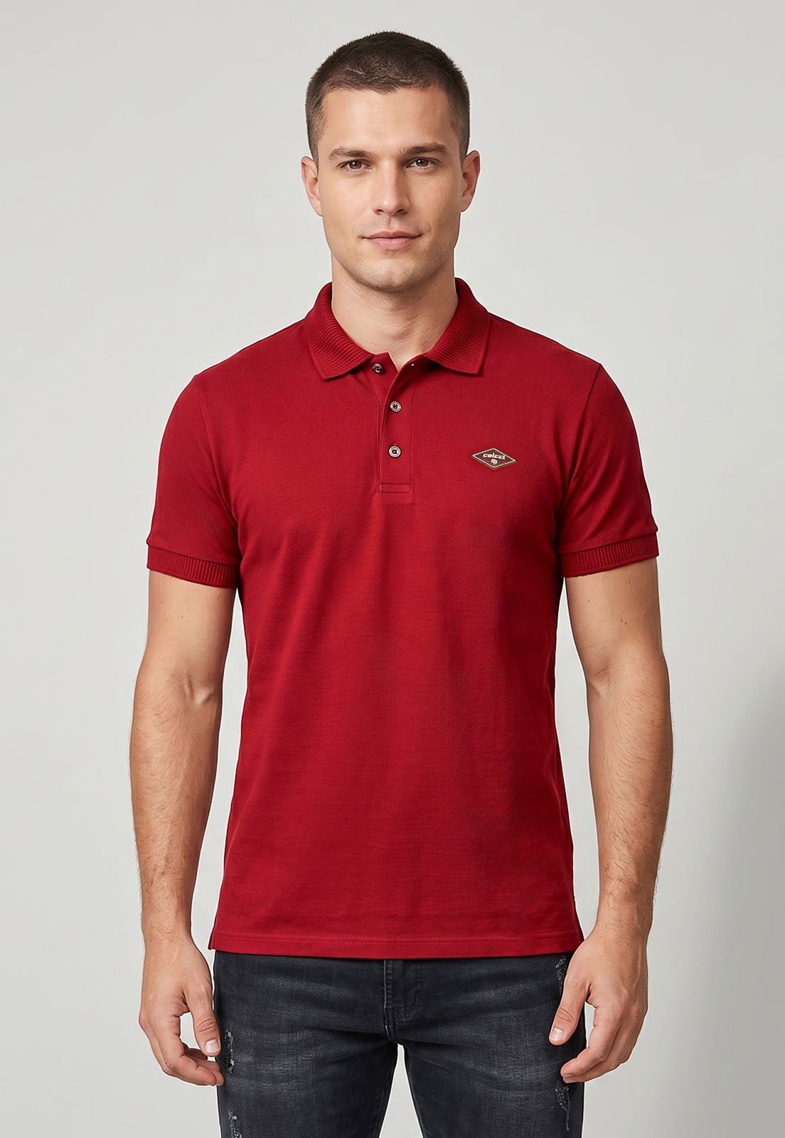Polo Masculina Colcci Gola Polo Vermelha