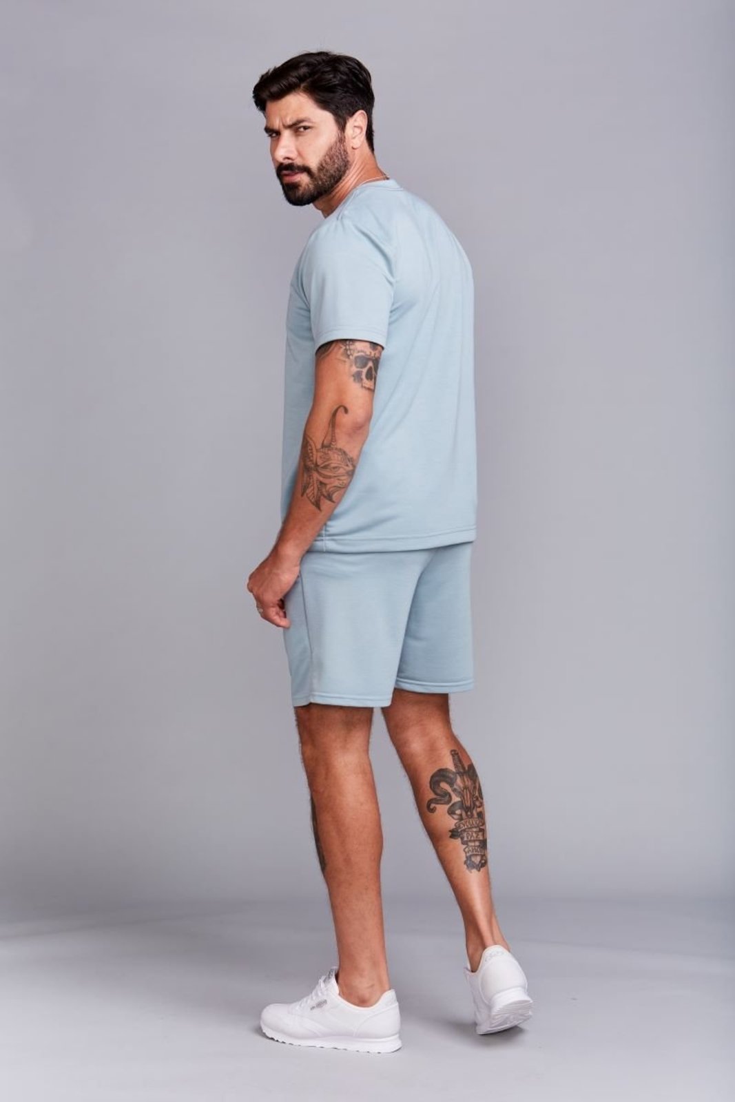 Conjunto Moletinho Camiseta Shorts Masculino Azul