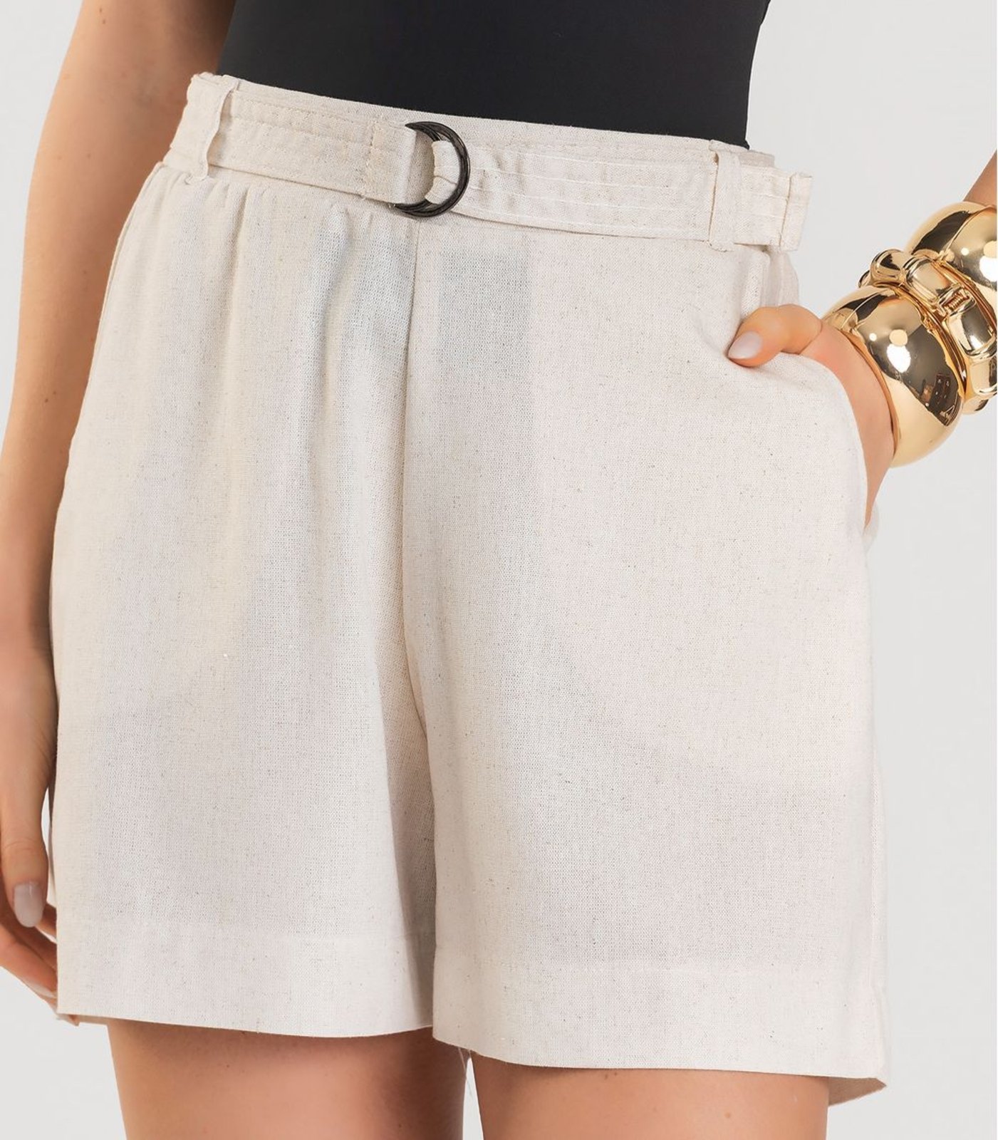 Vista 3 Shorts Feminino Com Cinto Dianna azul Dianna azul