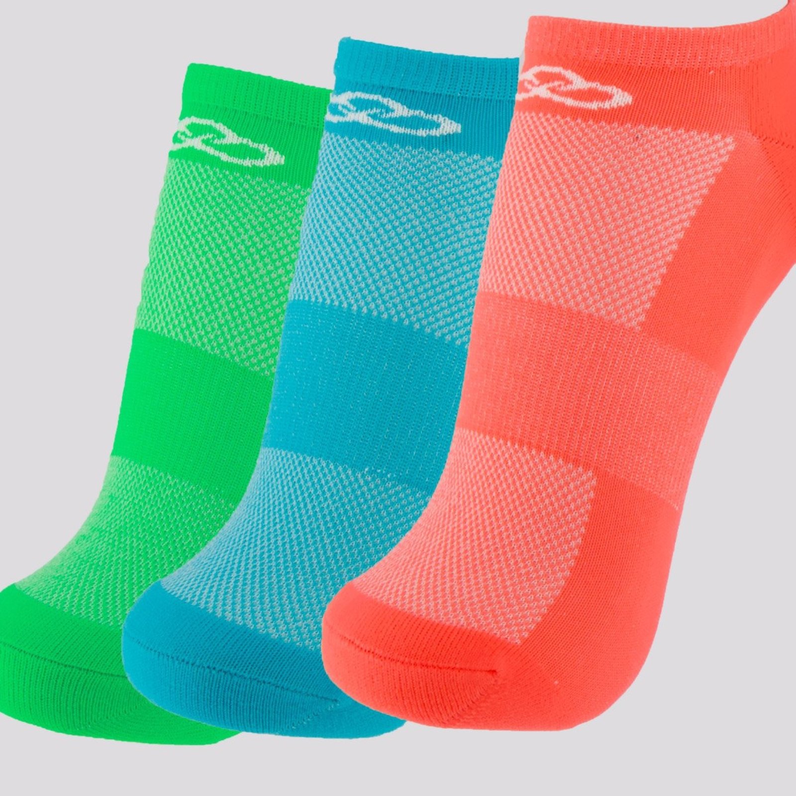 Kit 3 Pares de Meias Olympikus Cano Invisível Neon