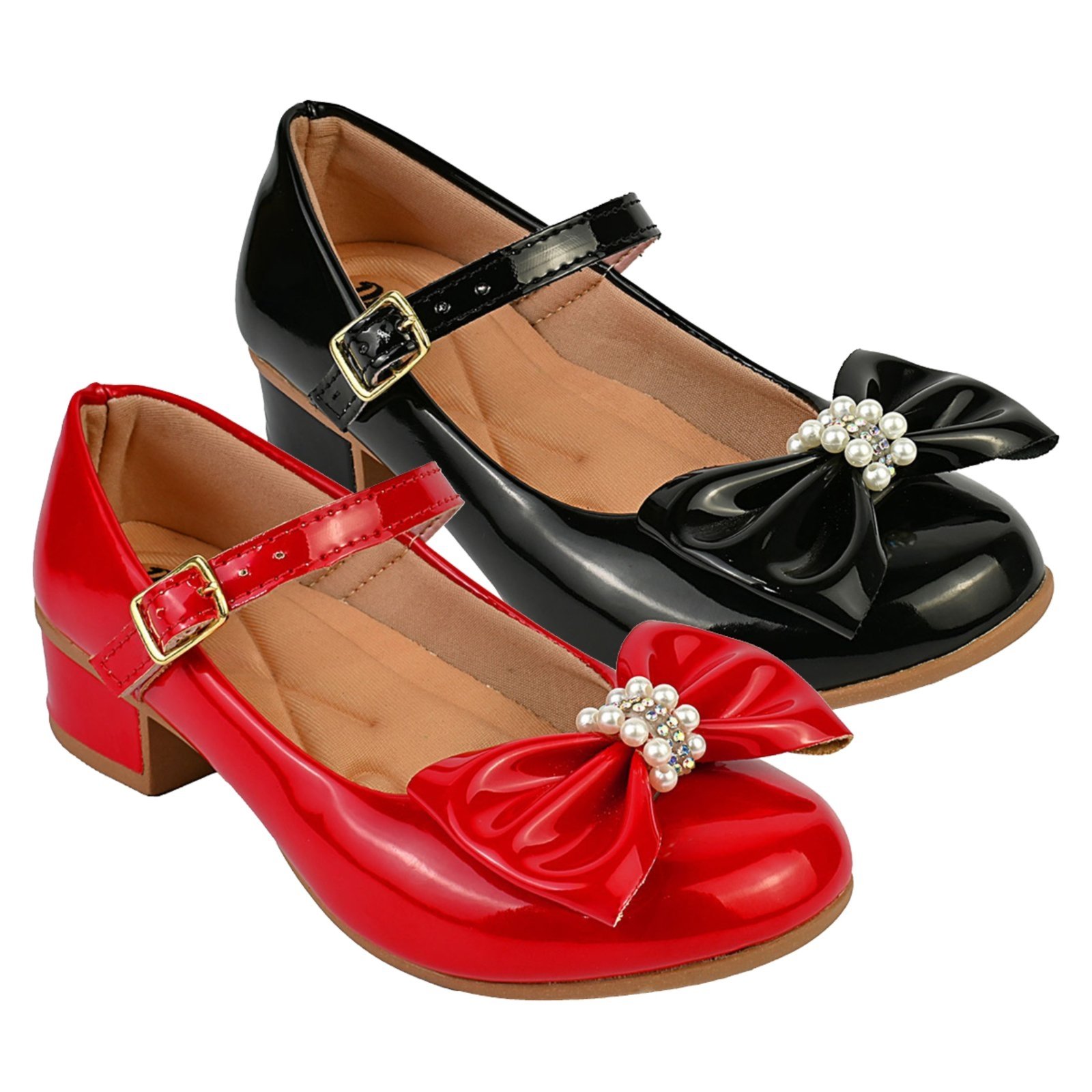 Infantil - Kit Com 2 Pares Sapatilha Feminina De Menina Boneca Do 28 Ao 36 101 - PRETO E VERMELHO 503