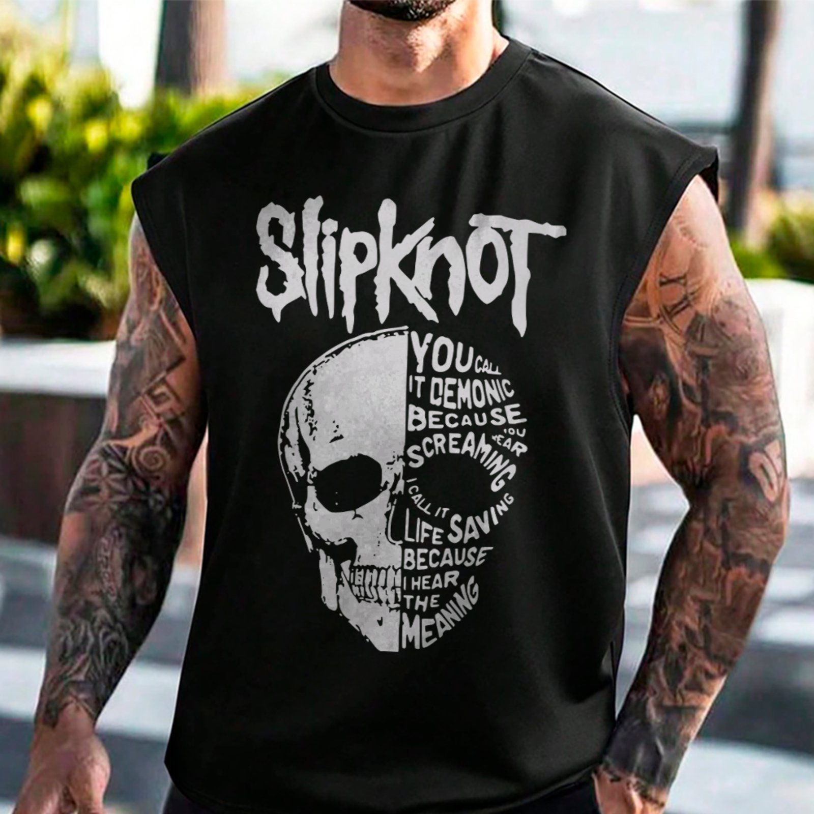 Camiseta Regata Machão Banda Slipknot Caveira Metal Moda Urbana Estilo Preto