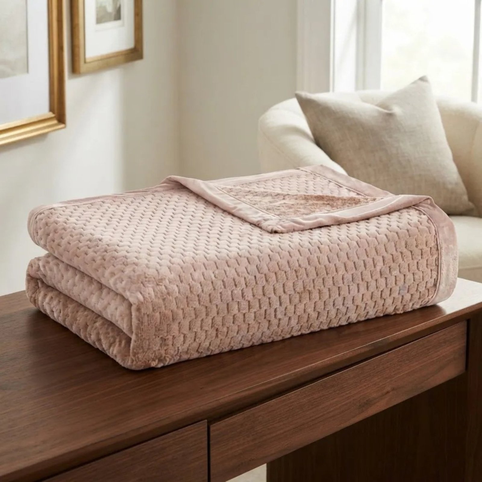 Manta King Karsten Microfibra Fleece Oliver Rosa Blush