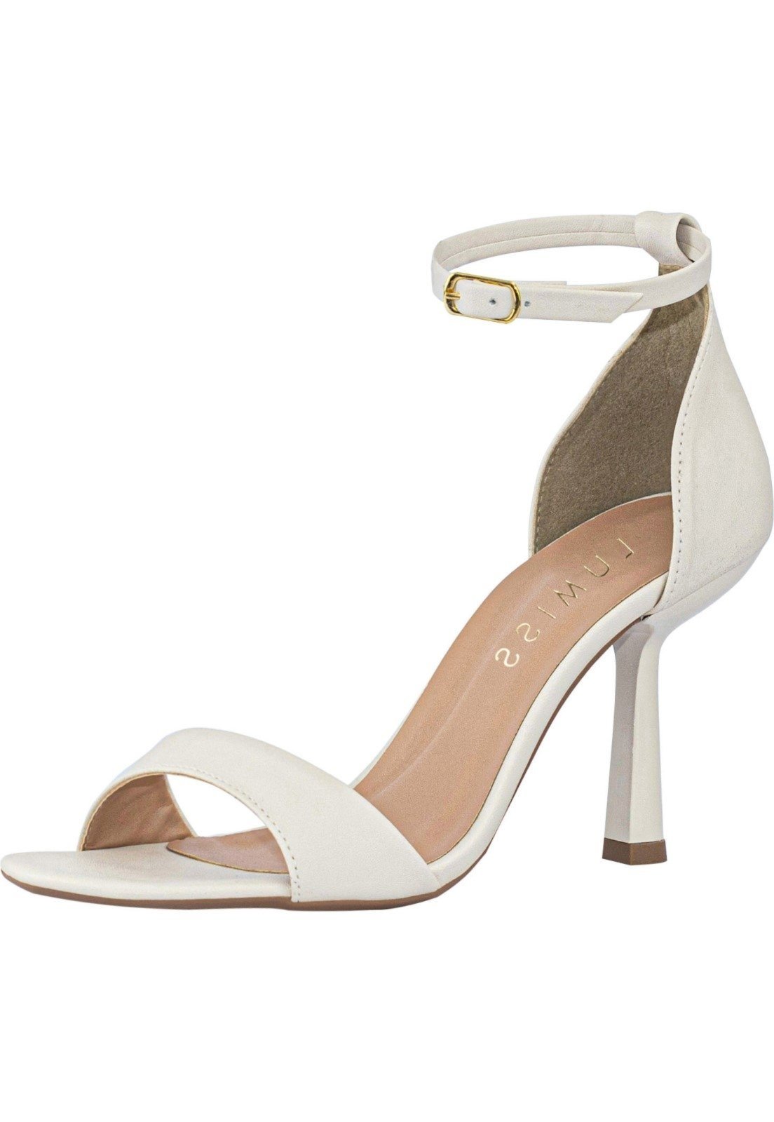 Sandália Feminina Salto Fino Lumiss Clássica Comfort Elegância Tiras Off White