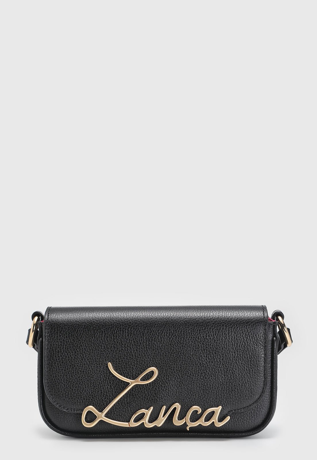 Bolsa Feminina Lança Perfume Logo Dourado Preta
