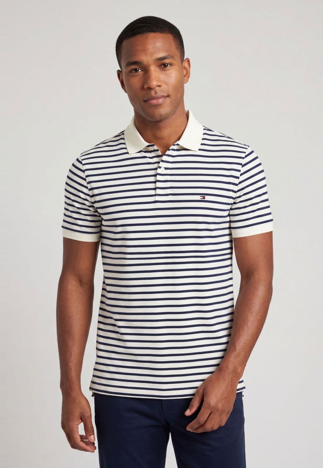 Camisa Polo Masculina Tommy Hilfiger Listrada Branca