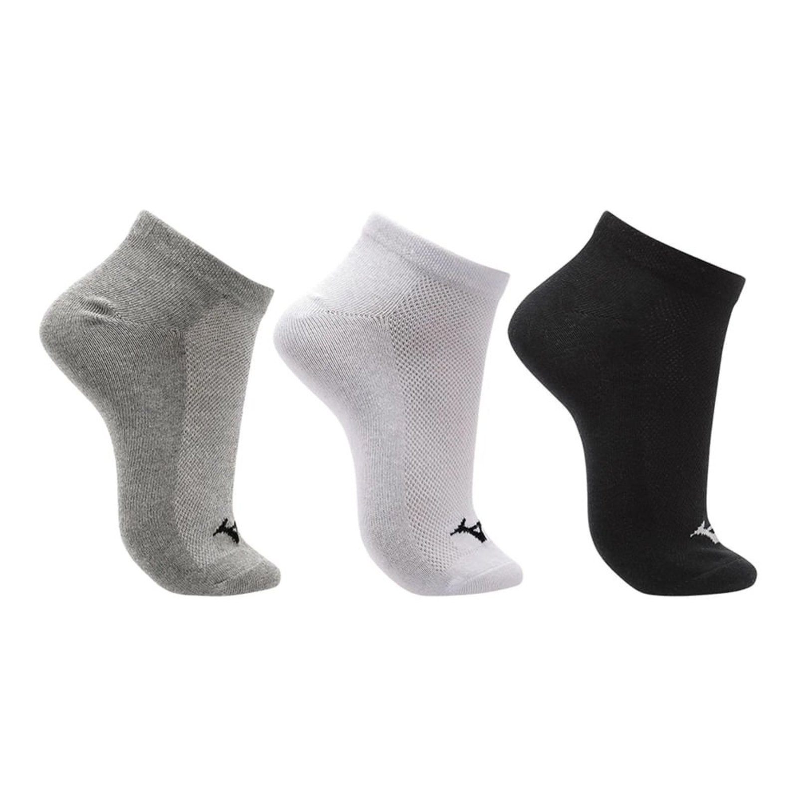 Vista 3 Kit 3 Pares de Meia Unissex Mizuno Sem Cano 33 cinza/preto Mizuno branco